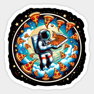 Astronaut in Space with Pizza, Love Eating Sticker